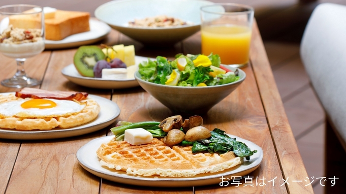 【Breakfast plate at Hyssop】お米を使ったワッフル朝食で身体にいいものを。
